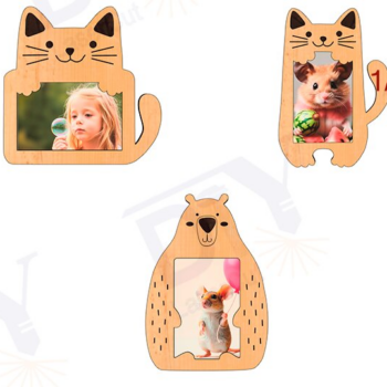 Intra απο ξύλο plywood 3mm-4mm πάχος – Σετ με 3 αστείες κορνίζες Δίασταση  20x20 cm INTRAFABR-111343345 - Image 1