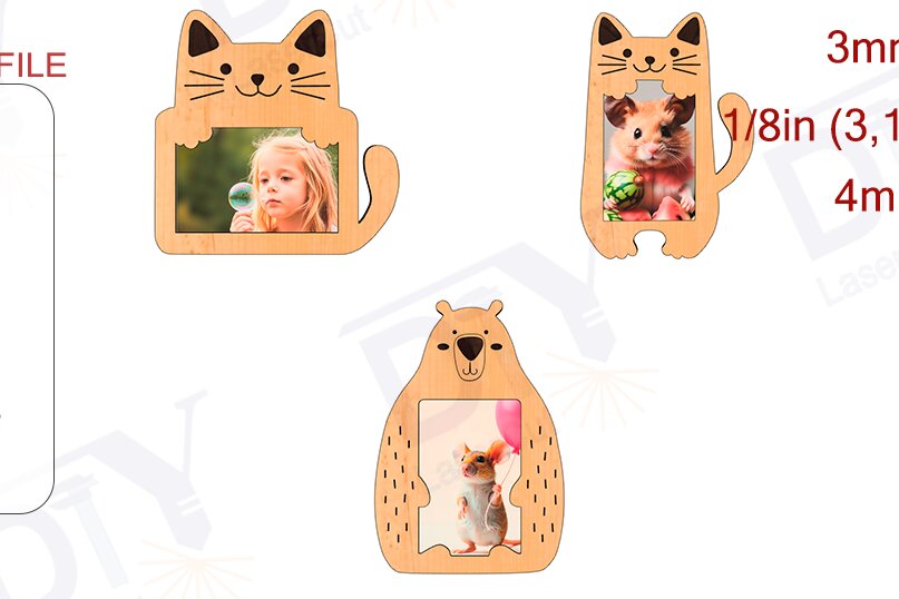 Intra απο ξύλο plywood 3mm-4mm πάχος – Σετ με 3 αστείες κορνίζες Δίασταση  20x20 cm INTRAFABR-111343345