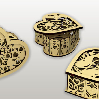 Intra απο ξύλο plywood 3mm-4mm πάχος – Σετ 3 κουτιών σε σχήμα καρδιάς Δίασταση  20x20 cm INTRAFABR-114346229 - Image 1