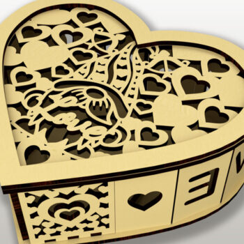 Intra απο ξύλο plywood 3mm-4mm πάχος – Σετ 3 κουτιών σε σχήμα καρδιάς Δίασταση  20x20 cm INTRAFABR-114346229 - Image 4