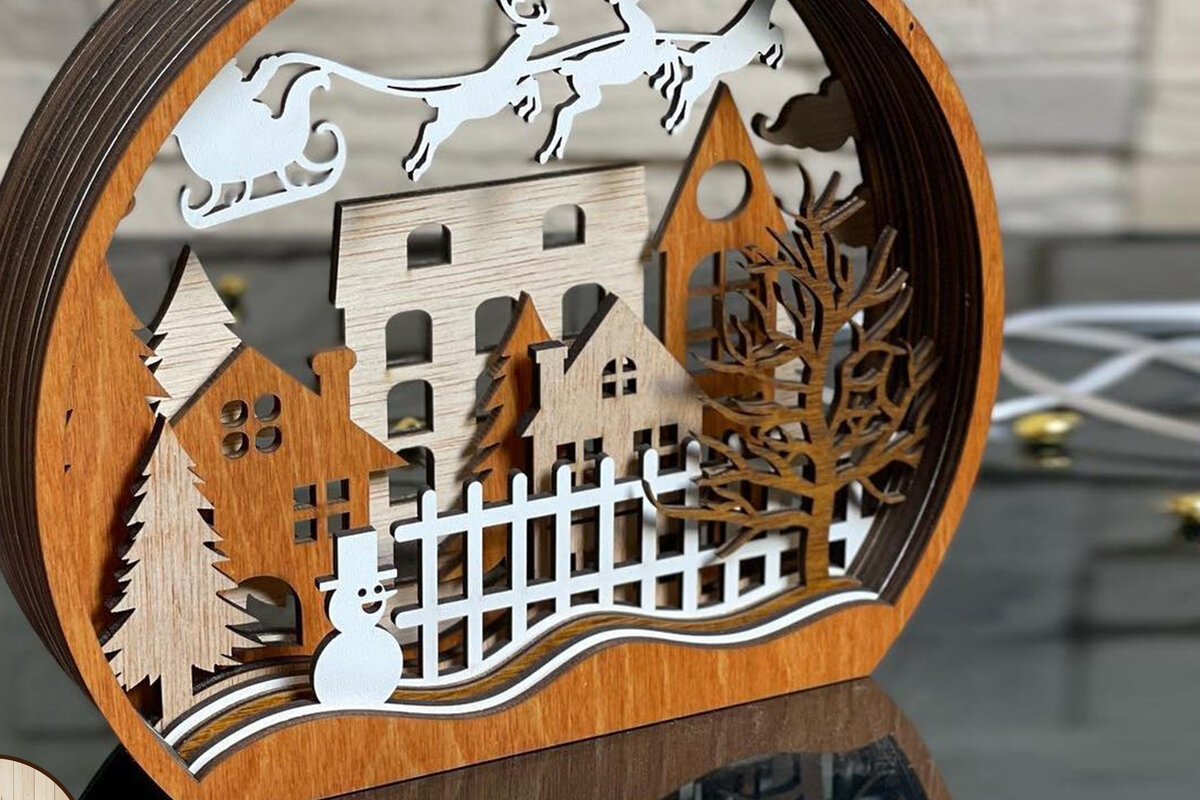 Intra απο ξύλο plywood 3mm-4mm πάχος – ΣΕΤ 3 Χριστουγεννιάτικο Πακέτο 3D SNOW GLOBE Δίασταση  20x20 cm INTRAFABR-21935118