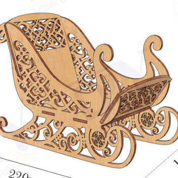 Intra απο ξύλο plywood 3mm-4mm πάχος – Σετ 4 DIY χριστουγεννιάτικο πιάτο με έλκηθρο Δίασταση  20x20 cm INTRAFABR-111860642 - Image 4