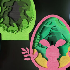 Intra απο ξύλο plywood 3mm-4mm πάχος – Σετ με 4 Πασχαλινά κομμένα με λέιζερ , Αυγά λαγουδάκι Δίασταση  20x20 cm INTRAFABR-117254444