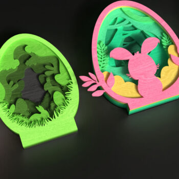 Intra απο ξύλο plywood 3mm-4mm πάχος – Σετ με 4 Πασχαλινά κομμένα με λέιζερ , Αυγά λαγουδάκι Δίασταση 20x20 cm INTRAFABR-117254444 - Image 2