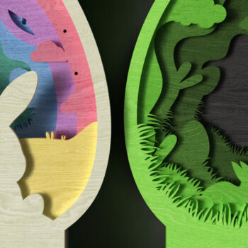 Intra απο ξύλο plywood 3mm-4mm πάχος – Σετ με 4 Πασχαλινά κομμένα με λέιζερ , Αυγά λαγουδάκι Δίασταση 20x20 cm INTRAFABR-117254444 - Image 3