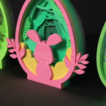 Intra απο ξύλο plywood 3mm-4mm πάχος – Σετ με 4 Πασχαλινά κομμένα με λέιζερ , Αυγά λαγουδάκι Δίασταση 20x20 cm INTRAFABR-117254444 - Image 5