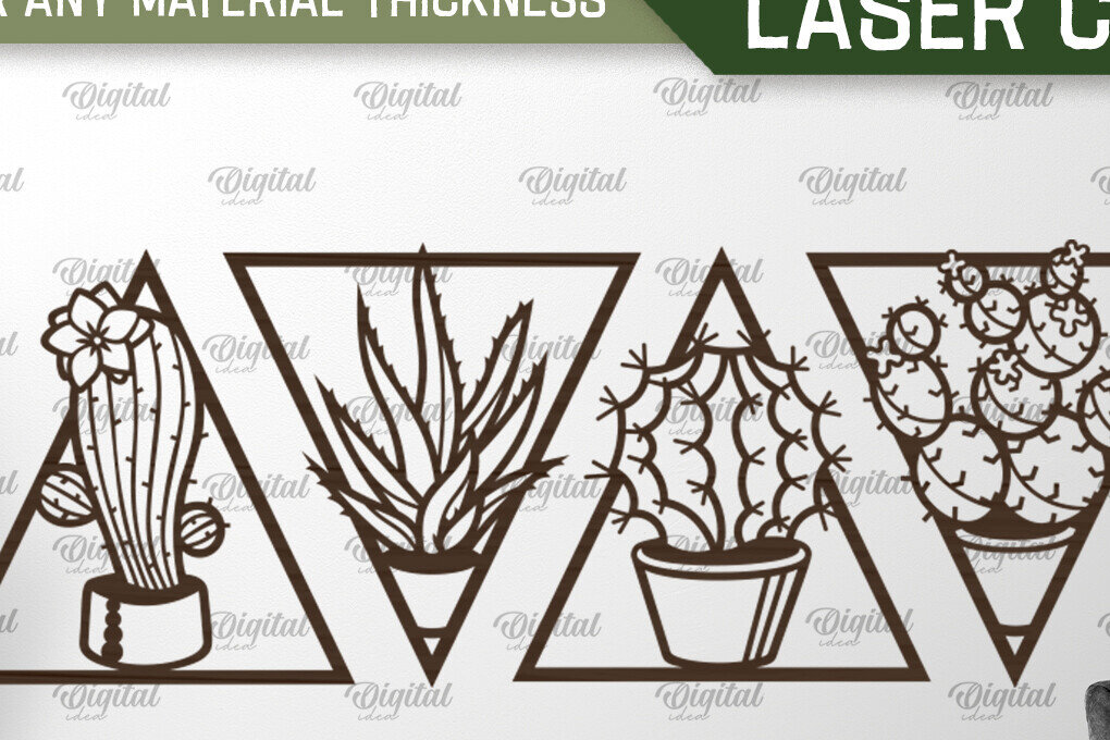 Intra απο ξύλο plywood 3mm-4mm πάχος – Σετ 4 φυτών. Διακόσμηση τοίχου Δίασταση  40x30 cm INTRAFABR-92639602