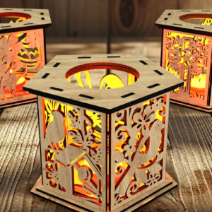 Intra απο ξύλο plywood 3mm-4mm πάχος – Σετ 5 πασχαλινά φαναράκια με περίπλοκα Δίασταση  20x20 cm INTRAFABR-117638911