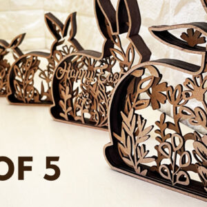 Intra απο ξύλο plywood 3mm-4mm πάχος – ΣΕΤ 5 ΠΑΣΧΑΛΙΝΑ ΚΟΥΝΕΛΛΙΑ κομμένα σχέδια Δίασταση  20x20 cm INTRAFABR-24595393