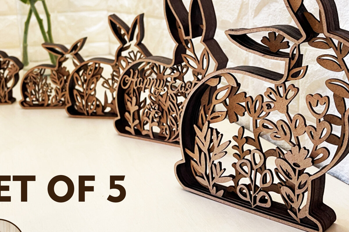 Intra απο ξύλο plywood 3mm-4mm πάχος – ΣΕΤ 5 ΠΑΣΧΑΛΙΝΑ ΚΟΥΝΕΛΛΙΑ κομμένα σχέδια Δίασταση  20x20 cm INTRAFABR-24595393