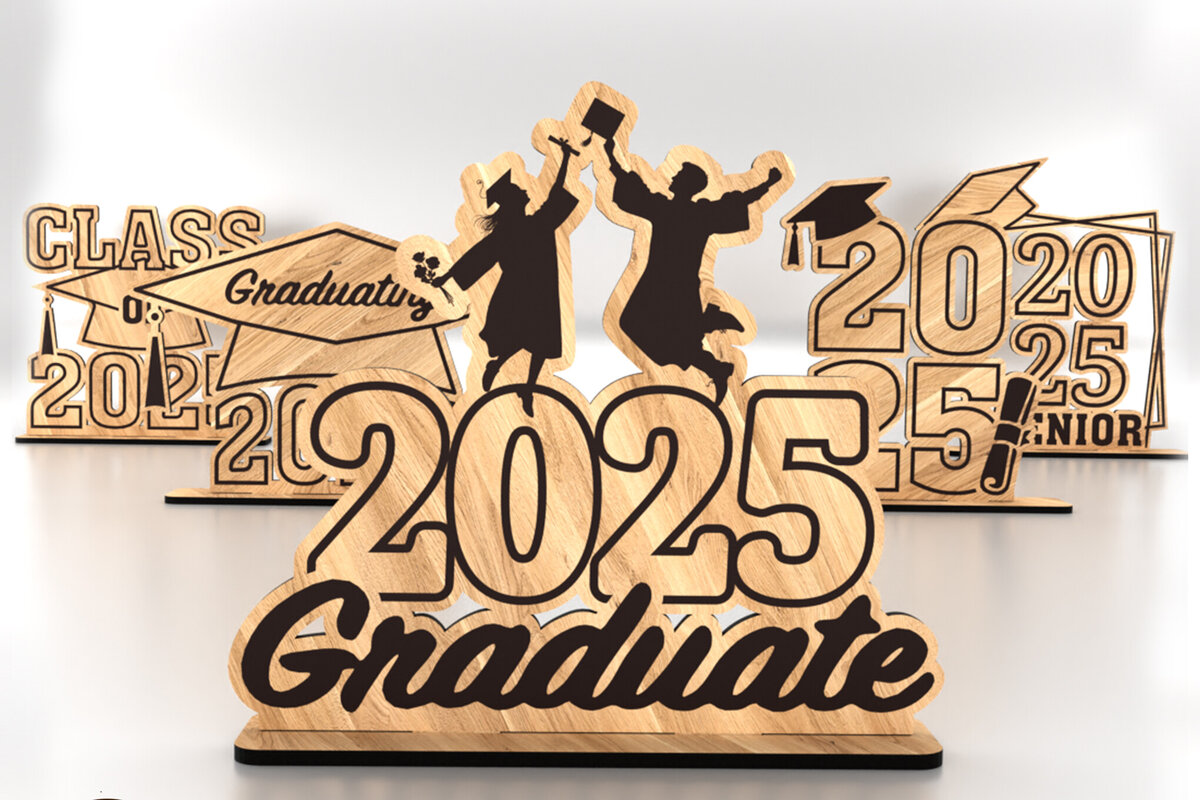 Intra απο ξύλο plywood 3mm-4mm πάχος – Σετ 5 Διακοσμητικά Αποφοίτησης Δίασταση  20x20 cm INTRAFABR-120907007