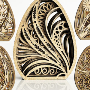 Intra απο ξύλο plywood 3mm-4mm πάχος – Σετ 5 πολυστρωματικών πασχαλινών αυγών πρότυπο Δίασταση  20x20 cm INTRAFABR-115240252