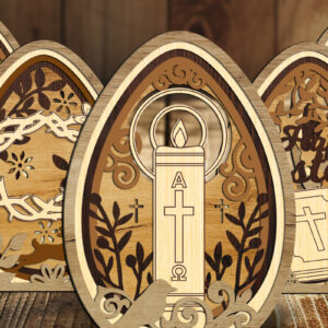 Intra απο ξύλο plywood 3mm-4mm πάχος – Σετ με 5 Πασχαλινά αυγά πολλαπλών στρώσεων Δίασταση  20x20 cm INTRAFABR-116842411