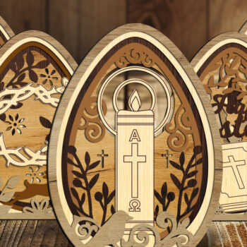 Intra απο ξύλο plywood 3mm-4mm πάχος – Σετ με 5 Πασχαλινά αυγά πολλαπλών στρώσεων Δίασταση  20x20 cm INTRAFABR-116842411 - Image 1