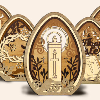 Intra απο ξύλο plywood 3mm-4mm πάχος – Σετ με 5 Πασχαλινά αυγά πολλαπλών στρώσεων Δίασταση  20x20 cm INTRAFABR-116842411 - Image 3