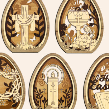 Intra απο ξύλο plywood 3mm-4mm πάχος – Σετ με 5 Πασχαλινά αυγά πολλαπλών στρώσεων Δίασταση  20x20 cm INTRAFABR-116842411 - Image 4