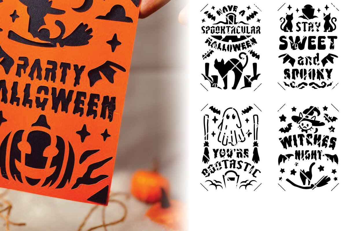 Intra απο ξύλο plywood 3mm-4mm πάχος – Σετ 6 αποκριάτικων καρτών – Halloween Δίασταση  20x20 cm INTRAFABR-107345353