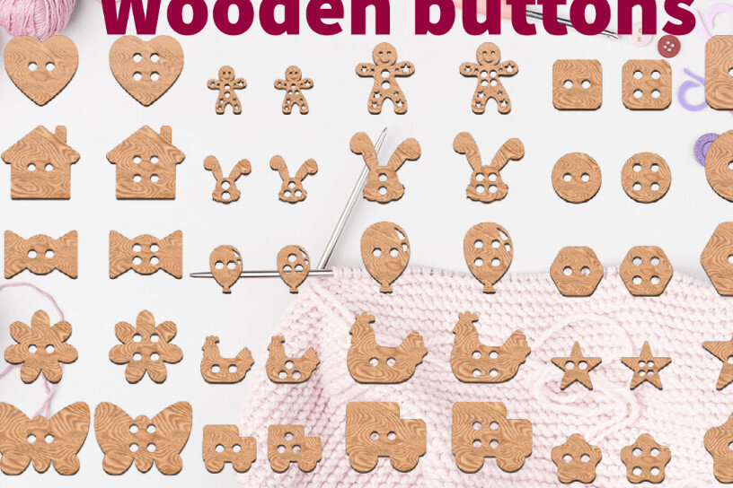 Intra απο ξύλο plywood 3mm-4mm πάχος – Σετ 64 Ξύλινα Κουμπιά Δίασταση  20x20 cm INTRAFABR-25278594