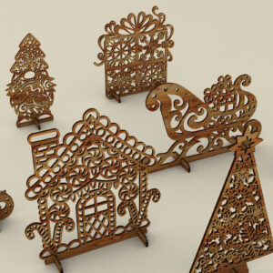 Intra απο ξύλο plywood 3mm-4mm πάχος – Σετ 7 Ξύλινα Χριστουγεννιάτικα Διακοσμητικά Δίασταση  20x20 cm INTRAFABR-110538721