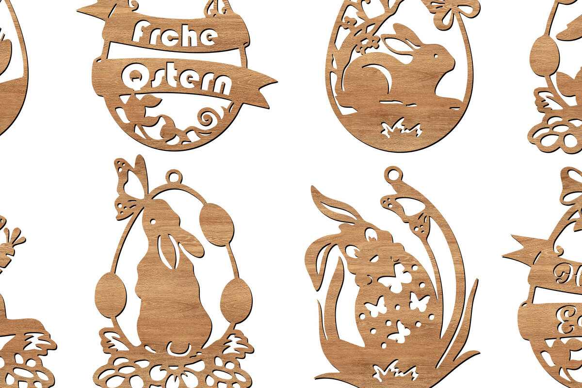 Intra απο ξύλο plywood 3mm-4mm πάχος – Σετ 8 Πασχαλινών Αρχείο CNC Δίασταση  20x20 cm INTRAFABR-112857758