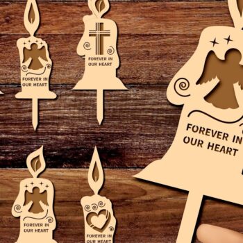 Intra απο ξύλο plywood 3mm-4mm πάχος – Σετ 8 Grave Candles Ξύλινα κομμένα Laser Δίασταση 20x20 cm INTRAFABR-45698719 - Image 1