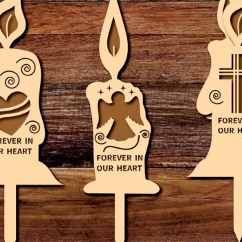 Intra απο ξύλο plywood 3mm-4mm πάχος – Σετ 8 Grave Candles Ξύλινα κομμένα Laser Δίασταση 20x20 cm INTRAFABR-45698719 - Image 2