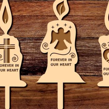 Intra απο ξύλο plywood 3mm-4mm πάχος – Σετ 8 Grave Candles Ξύλινα κομμένα Laser Δίασταση 20x20 cm INTRAFABR-45698719 - Image 3