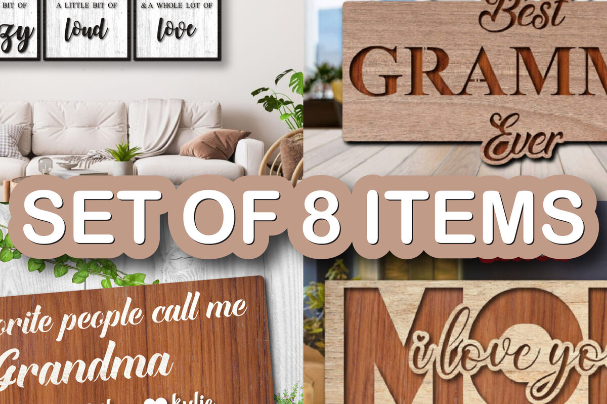 Intra απο ξύλο plywood 3mm-4mm πάχος – Σετ 8 τεμαχίων 3D Family Sign Big Bundle Δίασταση  40x30 cm INTRAFABR-26488602