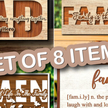 Intra απο ξύλο plywood 3mm-4mm πάχος – Σετ 8 τεμαχίων 3D Family Sign Big Bundle Δίασταση  40x30 cm INTRAFABR-26488602 - Image 2