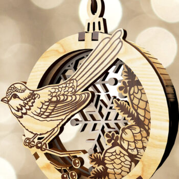 Intra απο ξύλο plywood 3mm-4mm πάχος – Σετ με 9 3D χριστουγεννιάτικα στολίδια Δίασταση  20x20 cm INTRAFABR-108661255 - Image 4