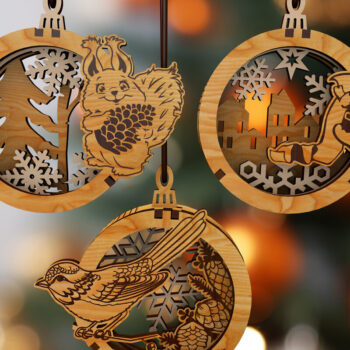 Intra απο ξύλο plywood 3mm-4mm πάχος – Σετ με 9 3D χριστουγεννιάτικα στολίδια Δίασταση  20x20 cm INTRAFABR-108661255 - Image 5