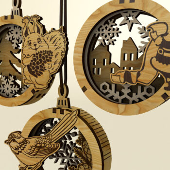 Intra απο ξύλο plywood 3mm-4mm πάχος – Σετ με 9 3D χριστουγεννιάτικα στολίδια Δίασταση  20x20 cm INTRAFABR-108661255 - Image 9