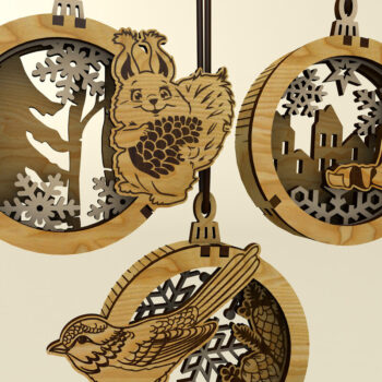 Intra απο ξύλο plywood 3mm-4mm πάχος – Σετ με 9 3D χριστουγεννιάτικα στολίδια Δίασταση  20x20 cm INTRAFABR-108661255 - Image 10