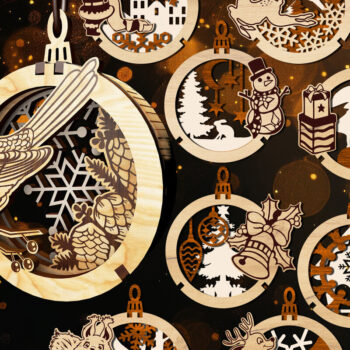 Intra απο ξύλο plywood 3mm-4mm πάχος – Σετ με 9 3D χριστουγεννιάτικα στολίδια Δίασταση  20x20 cm INTRAFABR-108661255 - Image 11