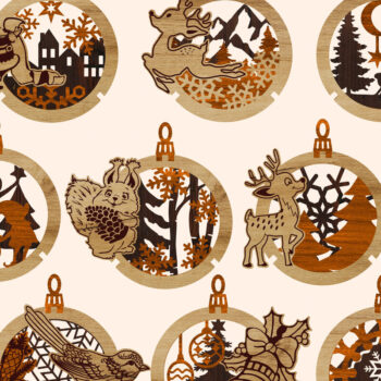 Intra απο ξύλο plywood 3mm-4mm πάχος – Σετ με 9 3D χριστουγεννιάτικα στολίδια Δίασταση  20x20 cm INTRAFABR-108661255 - Image 12