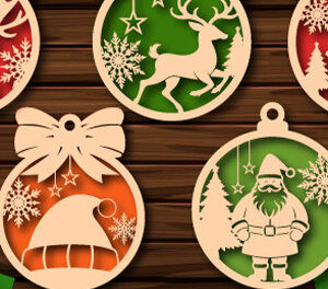 Intra απο ξύλο plywood 3mm-4mm πάχος – Σετ χριστουγεννιάτικα παιχνίδια, χριστουγεννιάτικες μπάλες Δίασταση  20x20 cm INTRAFABR-107779129