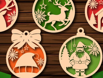 Intra απο ξύλο plywood 3mm-4mm πάχος – Σετ χριστουγεννιάτικα παιχνίδια, χριστουγεννιάτικες μπάλες Δίασταση  20x20 cm INTRAFABR-107779129 - Image 1