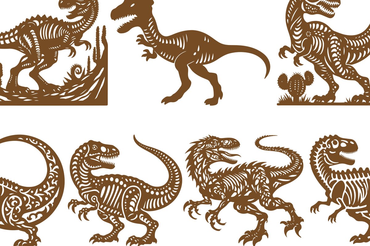 Intra απο ξύλο plywood 3mm-4mm πάχος – Σετ Dinosaur Δίασταση  20x20 cm INTRAFABR-100195298