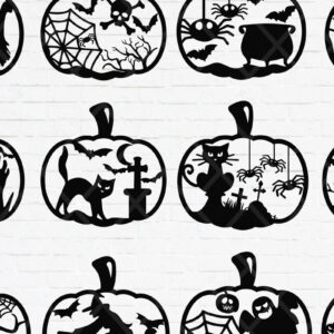 Intra απο ξύλο plywood 3mm-4mm πάχος – Σετ από αποκριάτικες κολοκύθες κομμένα αρχεία με λέιζερ Δίασταση 20x20 cm INTRAFABR-77362350