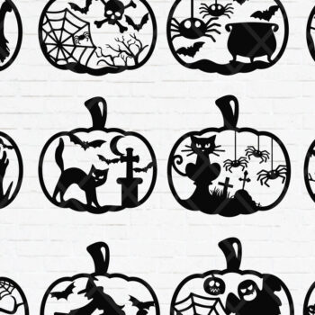 Intra απο ξύλο plywood 3mm-4mm πάχος – Σετ από αποκριάτικες κολοκύθες κομμένα αρχεία με λέιζερ Δίασταση 20x20 cm INTRAFABR-77362350 - Image 1