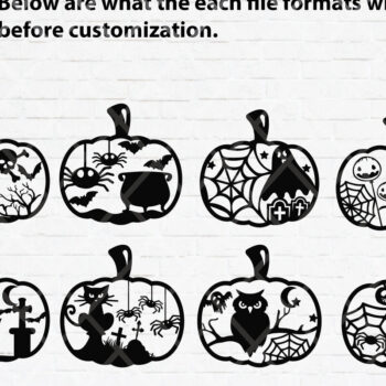 Intra απο ξύλο plywood 3mm-4mm πάχος – Σετ από αποκριάτικες κολοκύθες κομμένα αρχεία με λέιζερ Δίασταση 20x20 cm INTRAFABR-77362350 - Image 2