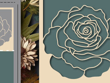 Intra απο ξύλο plywood 3mm-4mm πάχος – Σετ προσκλητήριο κοπής με λέιζερ τριαντάφυλλο Δίασταση  20x20 cm INTRAFABR-72048855 - Image 2