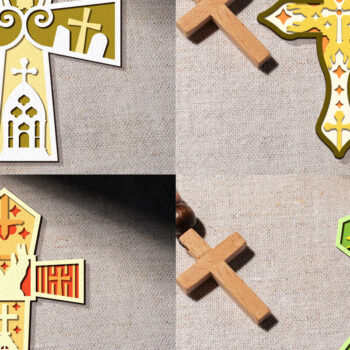 Intra απο ξύλο plywood 3mm-4mm πάχος – Σετ Layered Cross Δίασταση 20x20 cm INTRAFABR-103234613 - Image 1