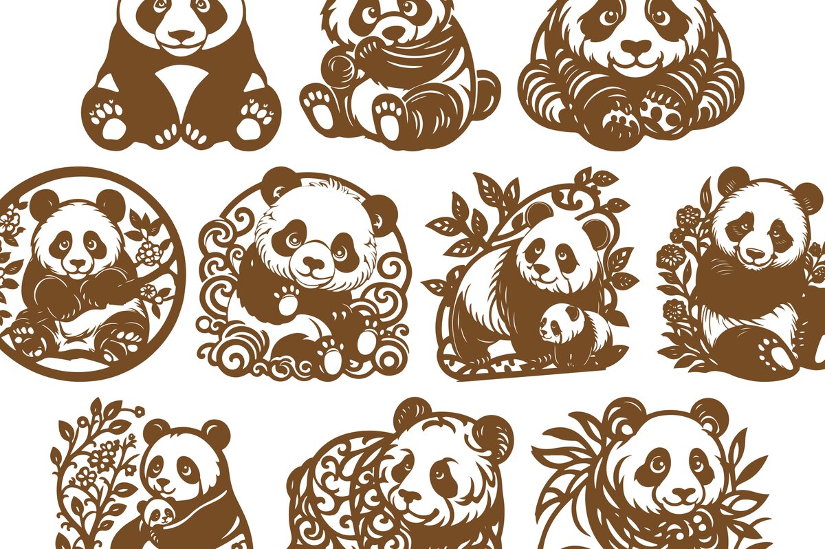 Intra απο ξύλο plywood 3mm-4mm πάχος – Σετ Panda Design Δίασταση  40x30 cm INTRAFABR-102006223