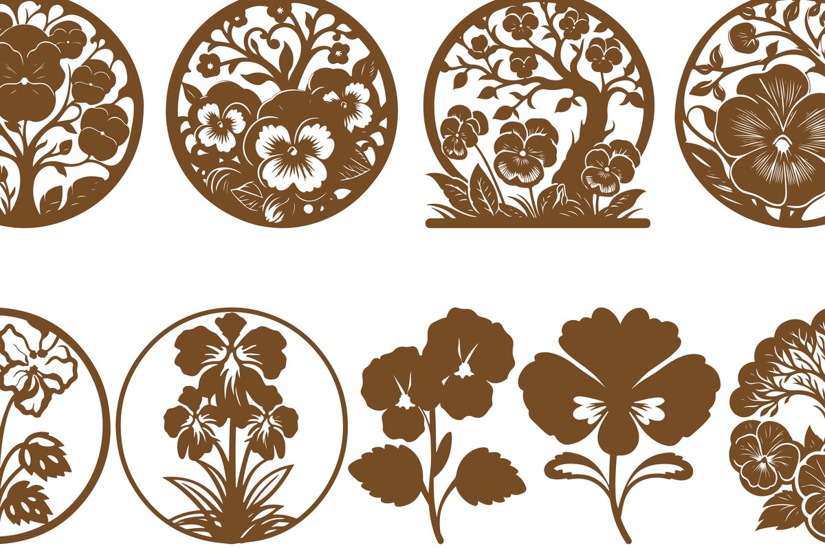 Intra απο ξύλο plywood 3mm-4mm πάχος – Σετ Pansy Flower Δίασταση  20x20 cm INTRAFABR-102006491