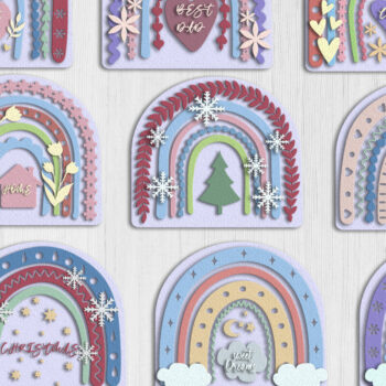 Intra απο ξύλο plywood 3mm-4mm πάχος – Σύνολο αρχείων περικοπής πολλαπλών επιπέδων Rainbows Δίασταση 20x20 cm INTRAFABR-18324631 - Image 1