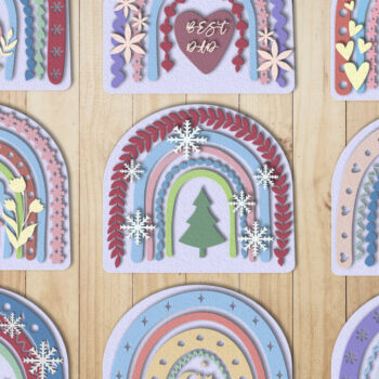 Intra απο ξύλο plywood 3mm-4mm πάχος – Σύνολο αρχείων περικοπής πολλαπλών επιπέδων Rainbows Δίασταση 20x20 cm INTRAFABR-18324631 - Image 2