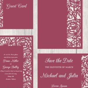 Intra απο ξύλο plywood 3mm-4mm πάχος – Σετ Κάρτα Γάμου Προσκλητήριο Παιώνιες Δίασταση  20x20 cm INTRAFABR-32662323