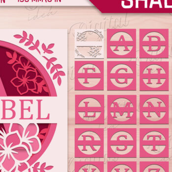 Intra απο ξύλο plywood 3mm-4mm πάχος – Πακέτο αλφαβήτου Shadow Box. 3D Floral Δίασταση 20x20 cm INTRAFABR-84045969 - Image 1