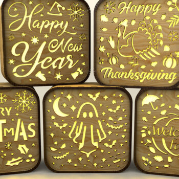 Intra απο ξύλο plywood 3mm-4mm πάχος – Πακέτο Shadow Box 5in1 Cut Lantern Files Δίασταση  20x20 cm INTRAFABR-105958232 - Image 4